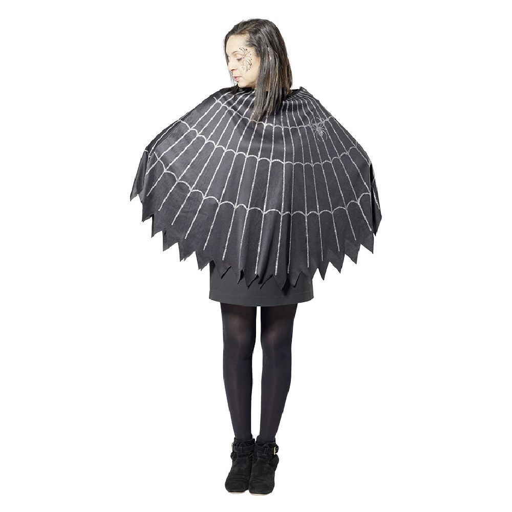 Déguisement adulte Halloween araignée poncho noir gris - Taille unique