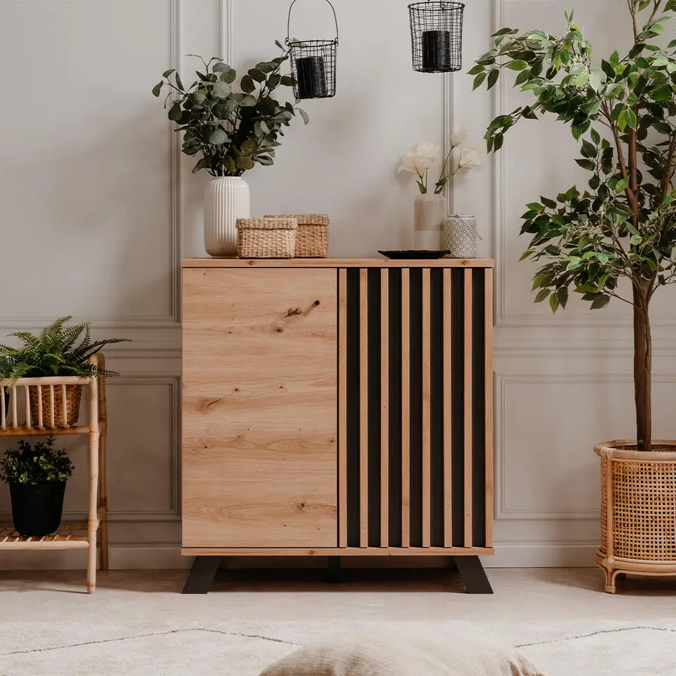 Calicosy - LUBLIN Dressoir 2 deuren - Licht hout - 40x80x85 cm