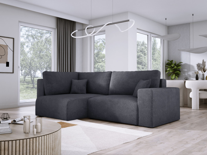 Wygodna sofa narożna do salonu CODY L ciemnoszara sprężyny lewa