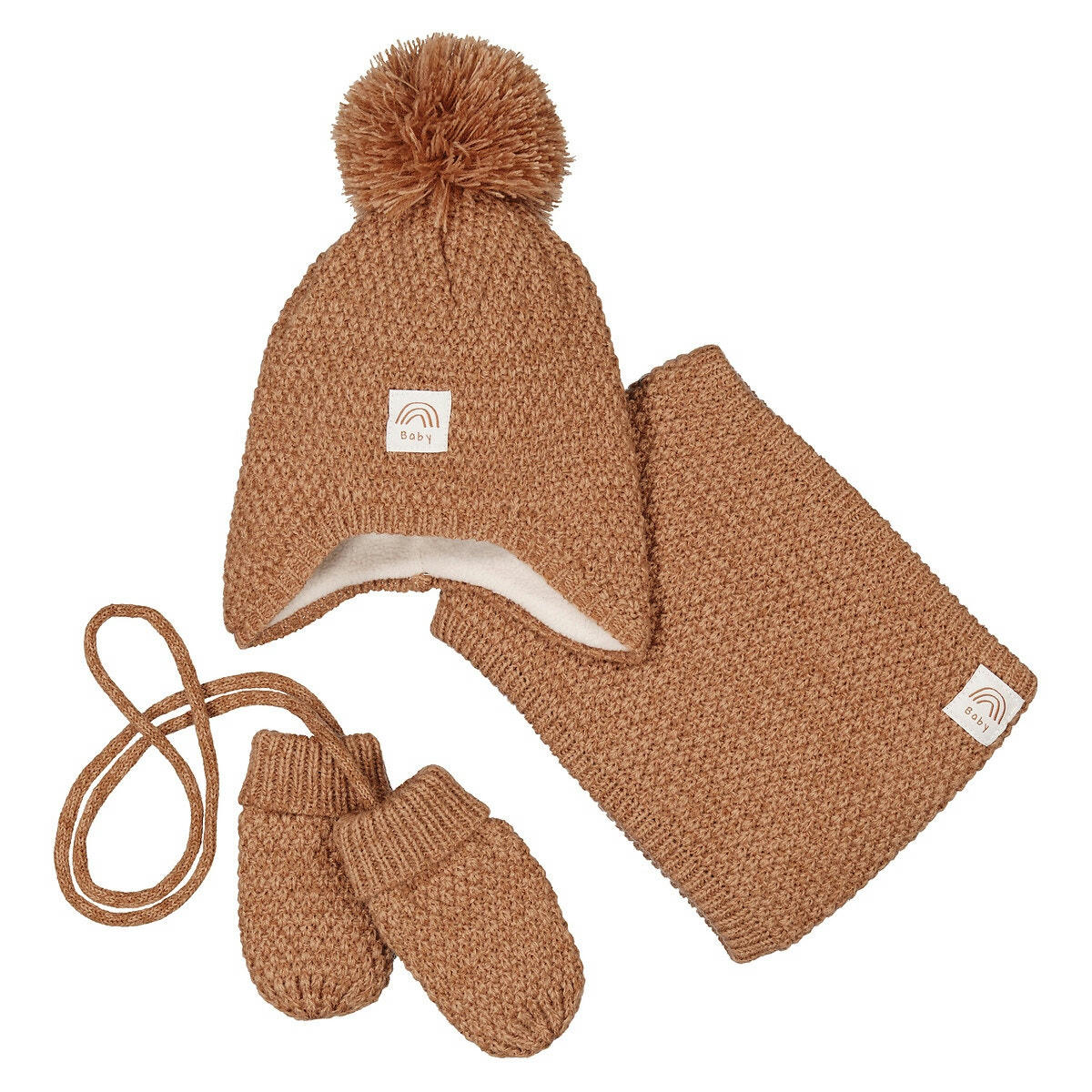 Ensemble bonnet + snood + moufles