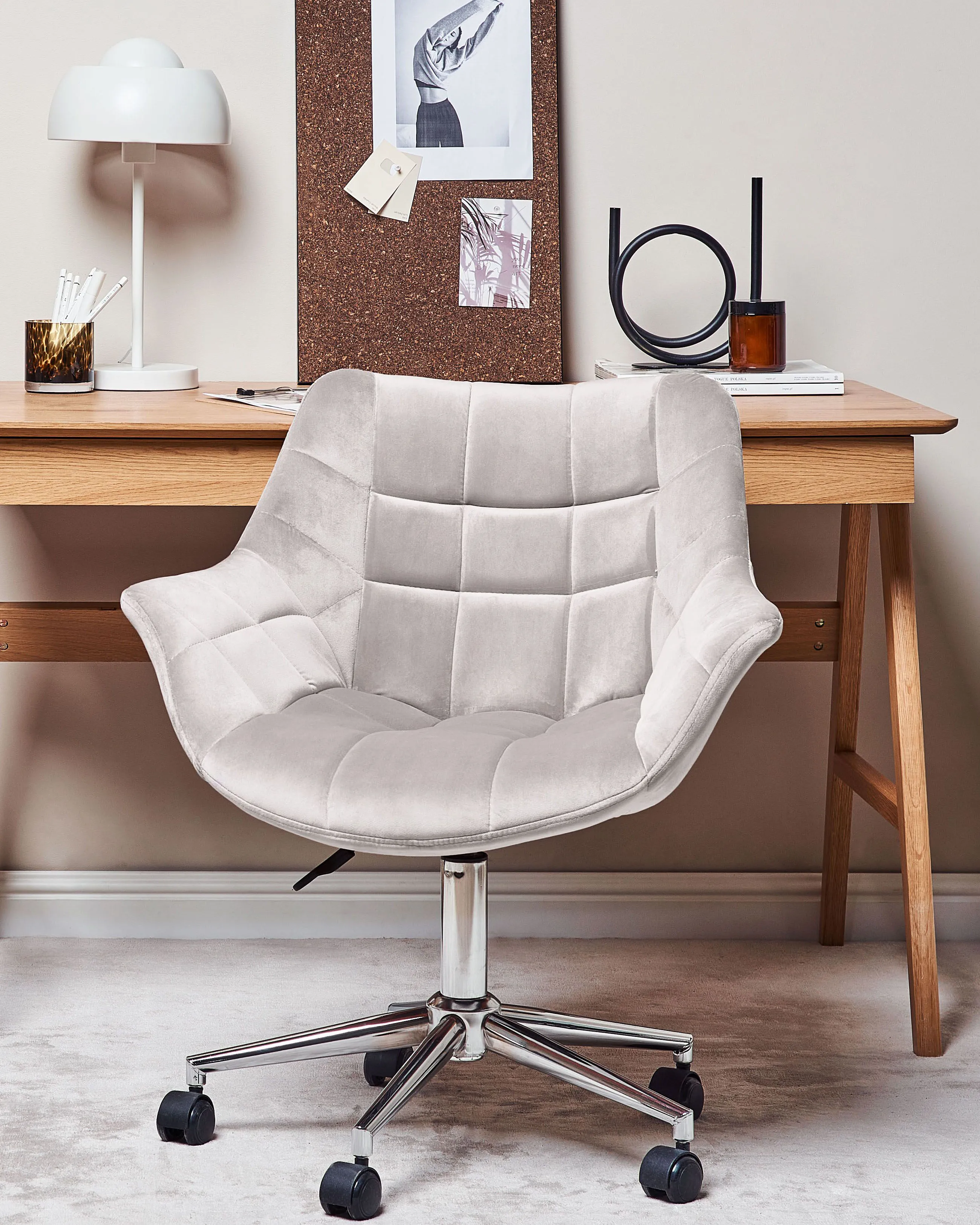 Desk Chair LABELLE Velvet Grey