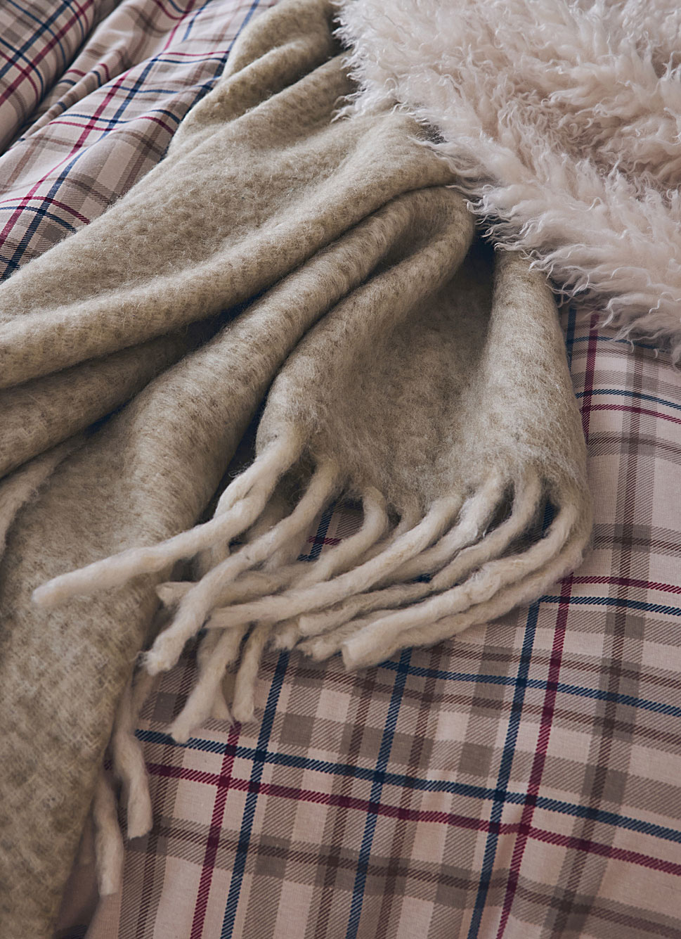 PLAID EFFET MOHAIR BEIGE