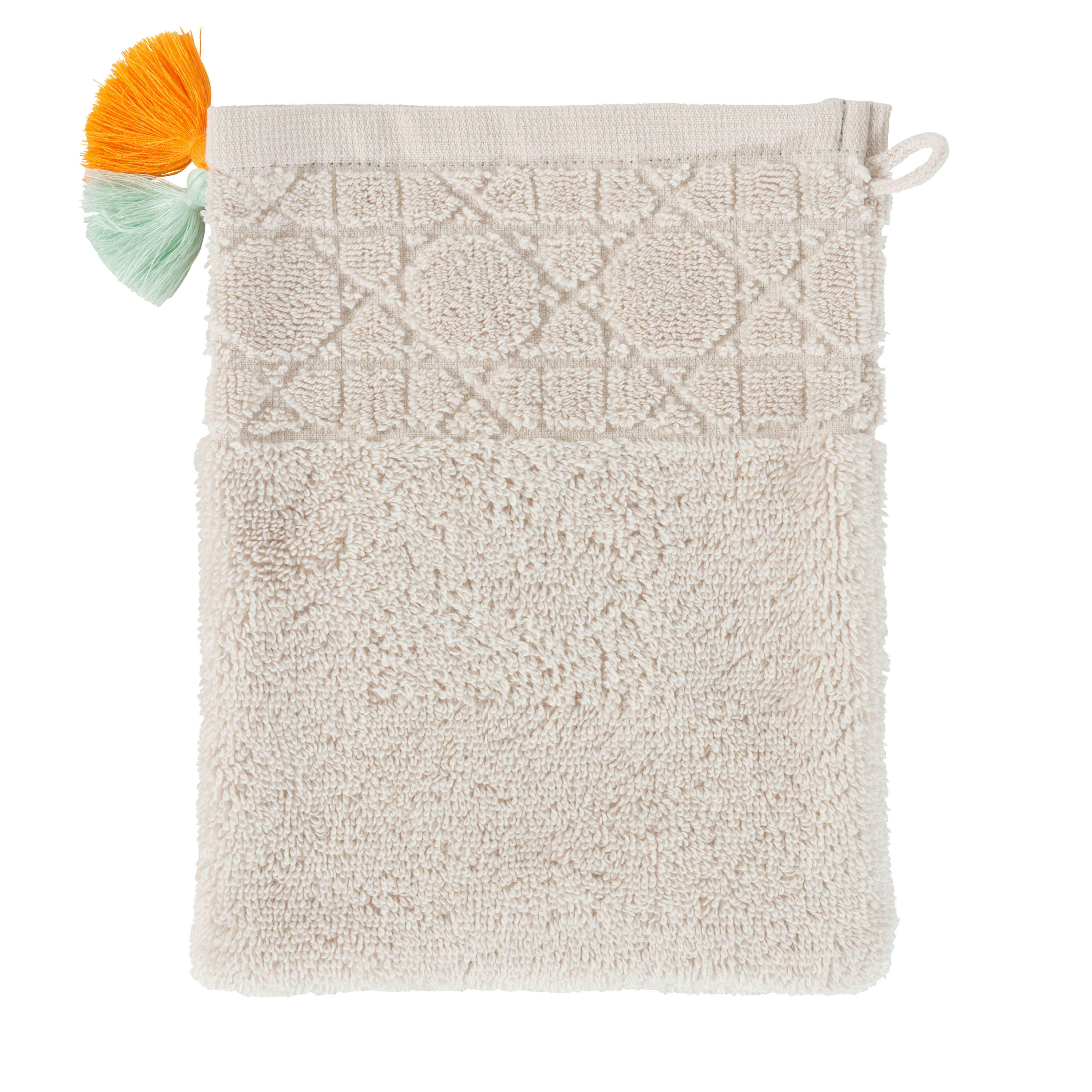 ALOEVERA - Gant de toilette coton ciselé beige 15 x 21 cm