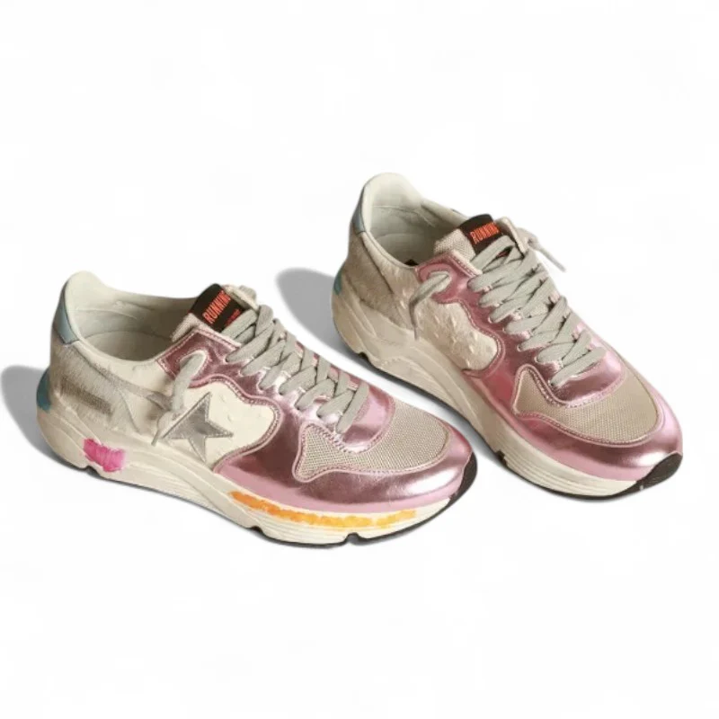 Running Sole sneakers in laminated pink with silver star