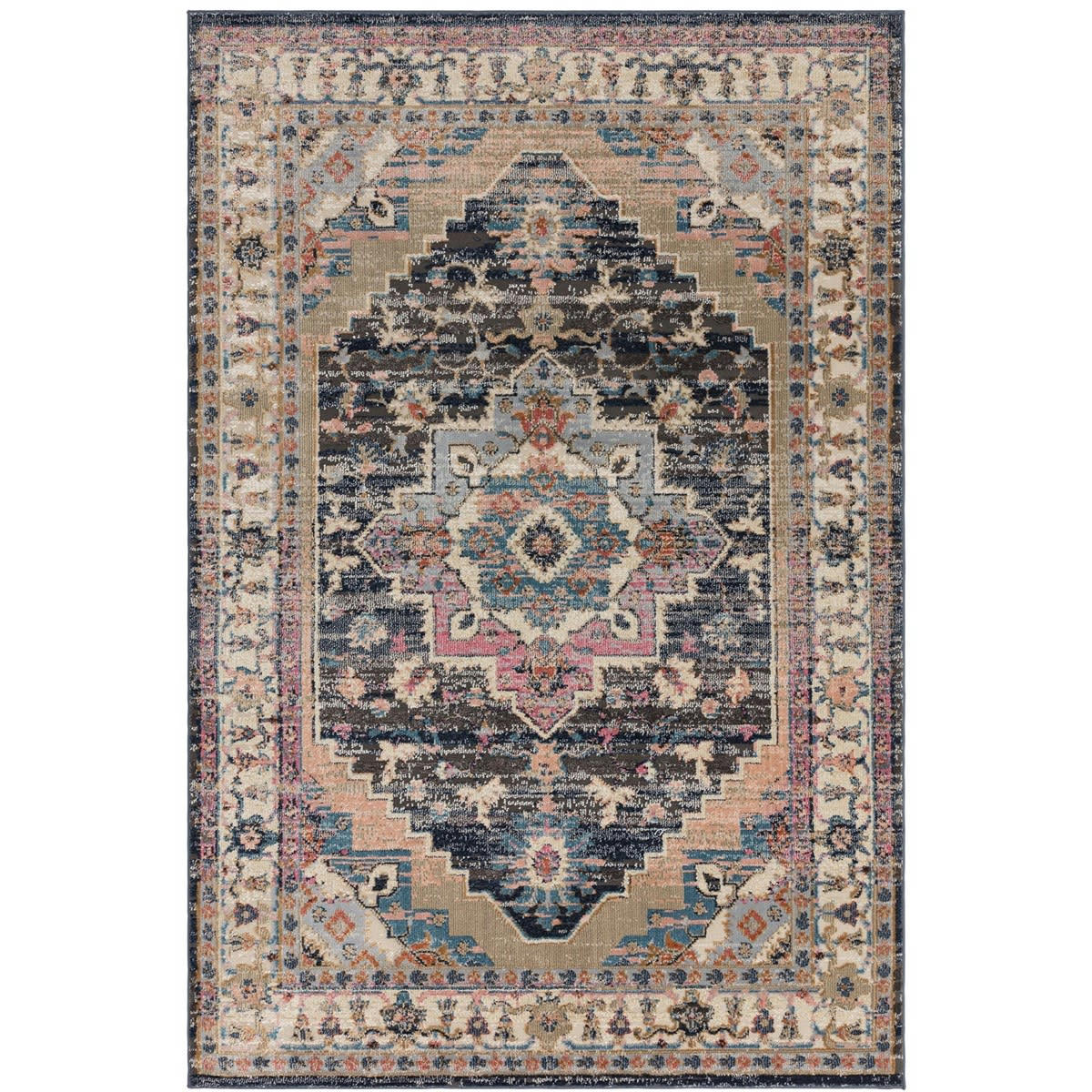 ZARAN - Tapis de salon en polypropylène bleu marine 120x170 cm