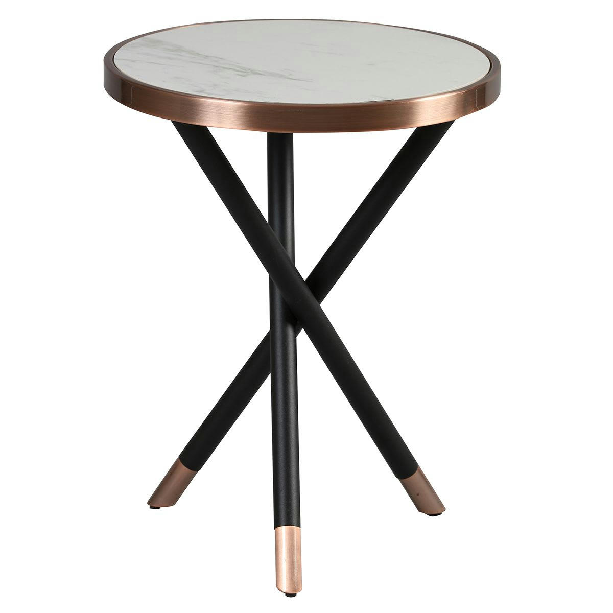 CECILIANE - Bout  de canapé rond plateau céramique