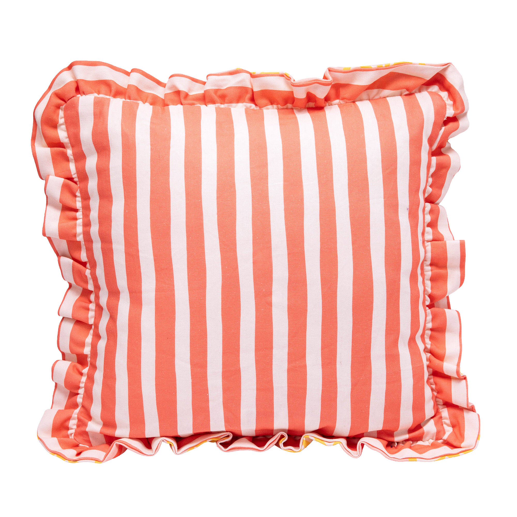 Coussin imprimé rayé et citrons