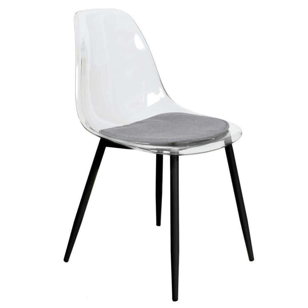 LILIA - Chaise transparente pieds métal noir