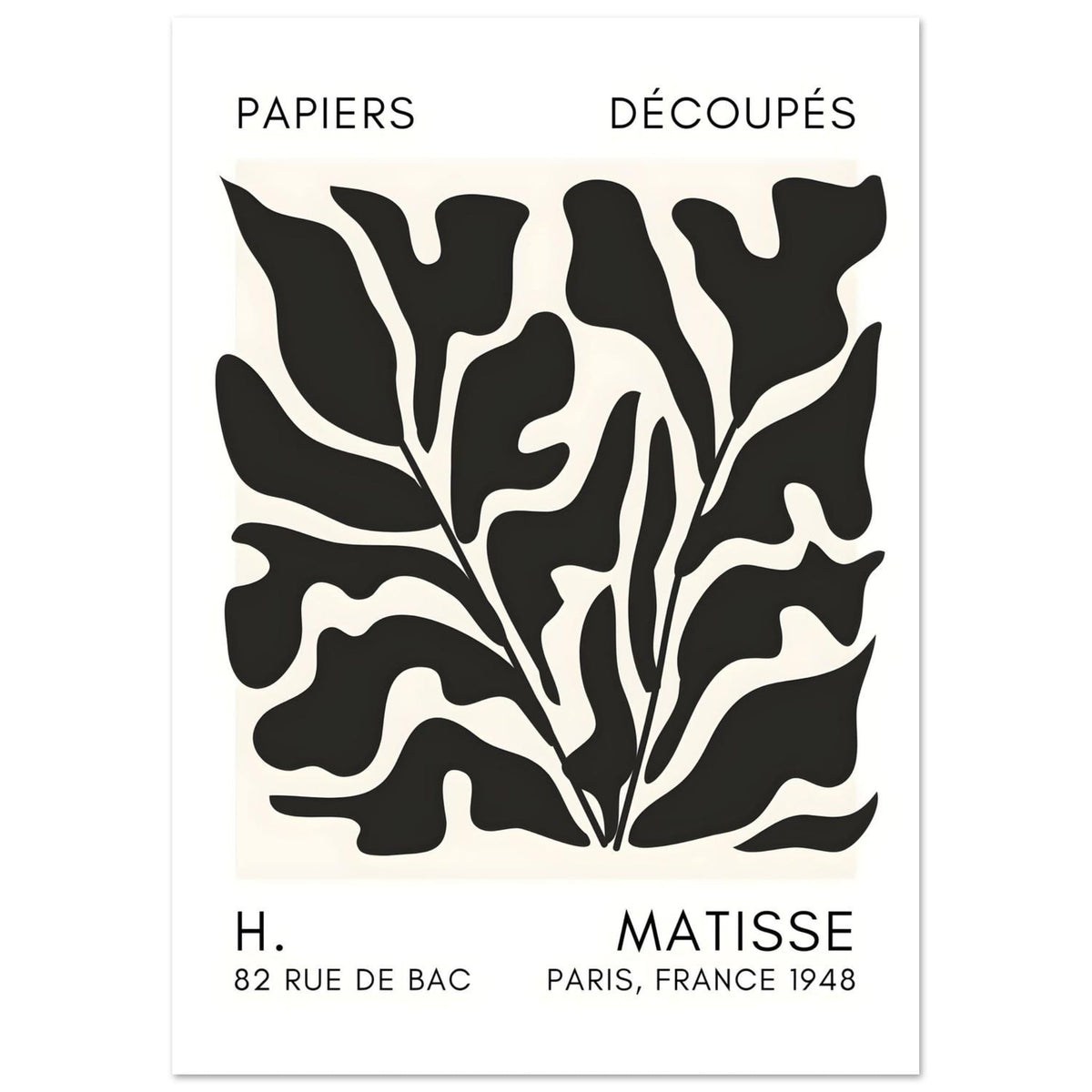 Artfulprints Poster Matisse – Seabed shapes black  - A4 21x29.7 cm - Zwart