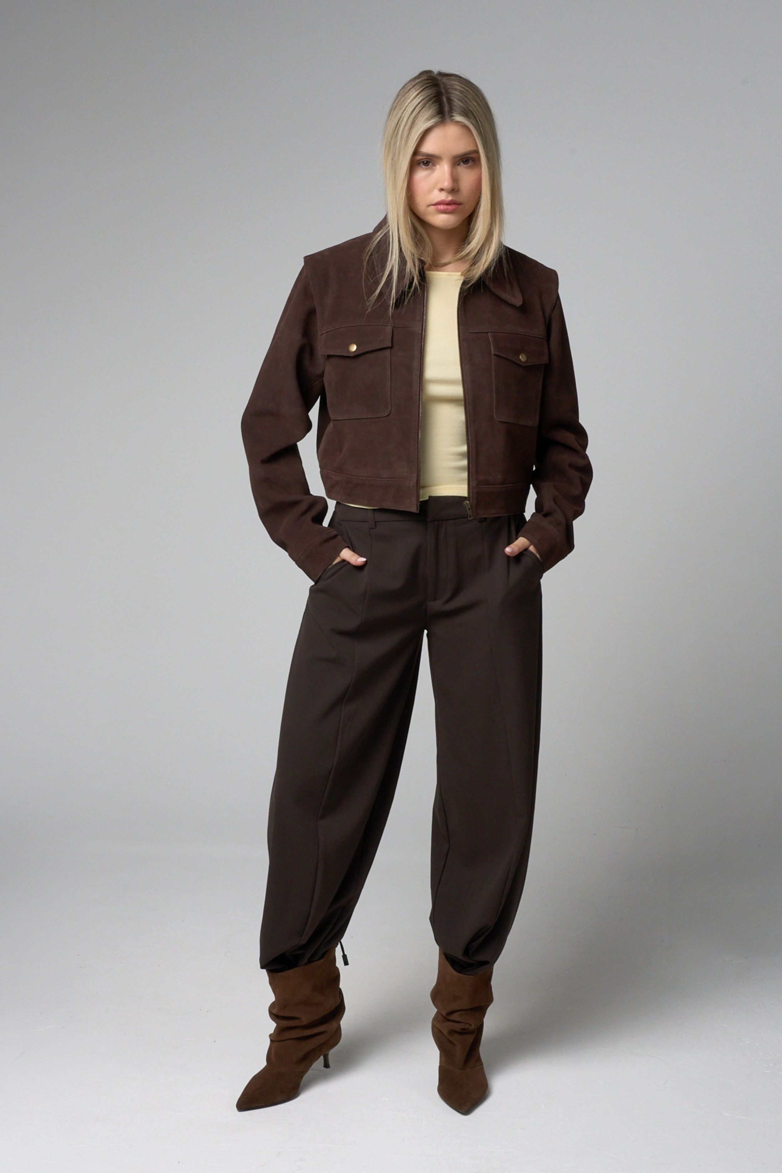 Barneys Originals Cropped Buffalo Suede Jacket
