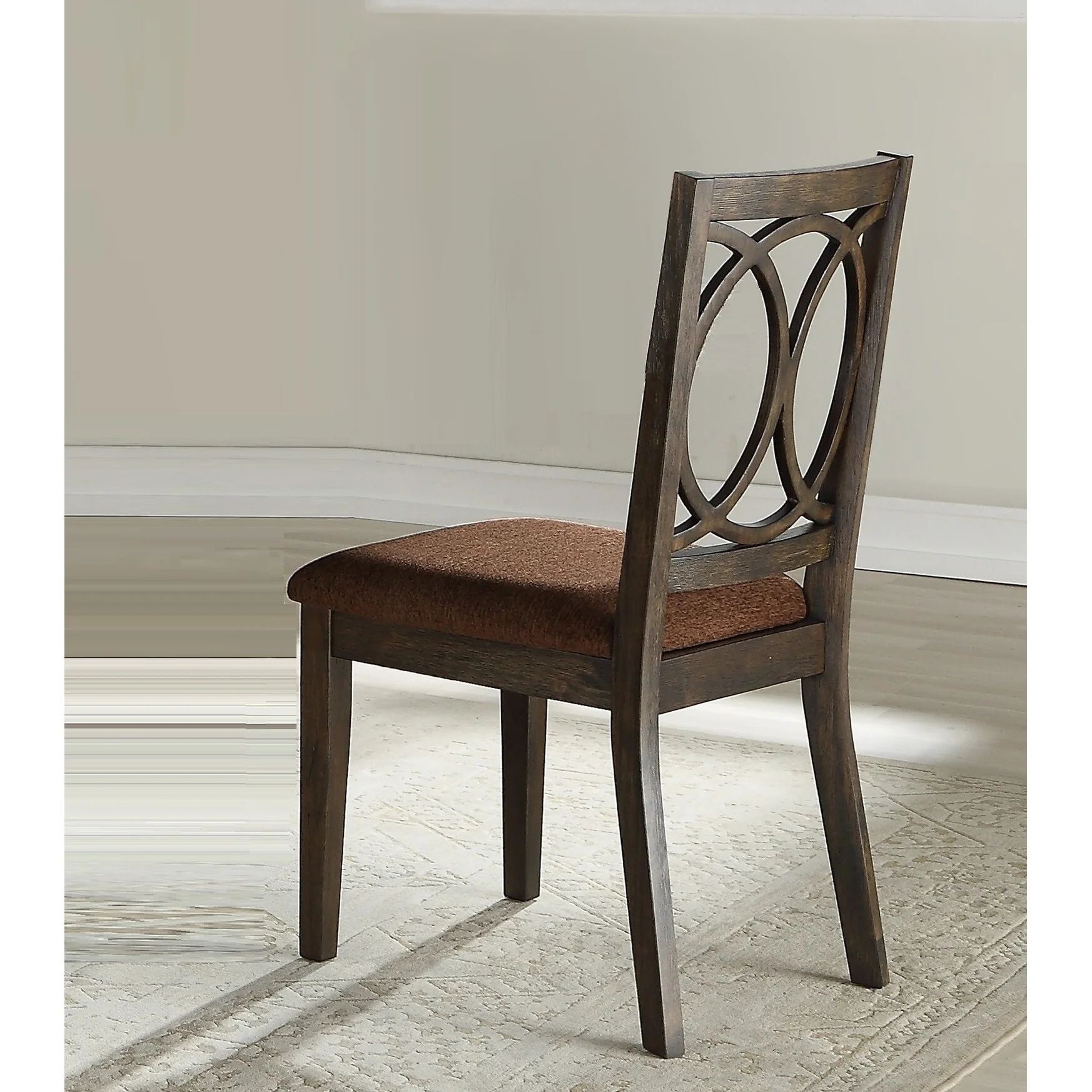 Classic Transitional Style Dining Chairs 2pc Set Espresso Finish Wood Frame Brown Seat Upholstery Dining Furniture