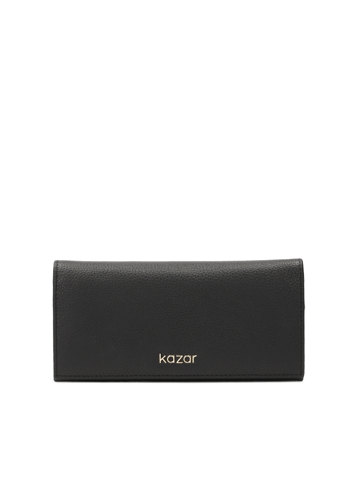 Black leather wallet with flap
