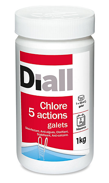 Chlore 5 Actions Galets 1kg pour Piscine