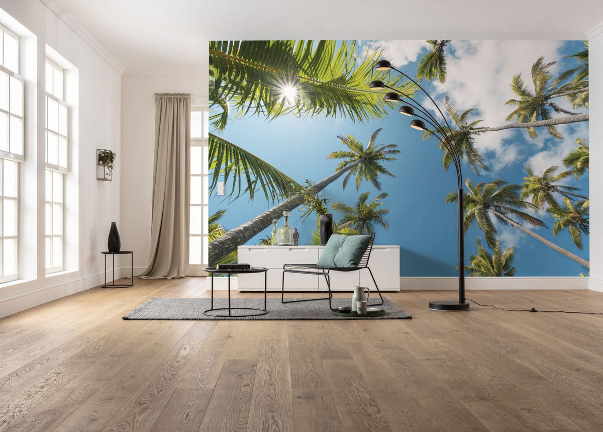 Sanders & Sanders fotobehang palmbomen groen en blauw - 450 x 280 cm - 612688