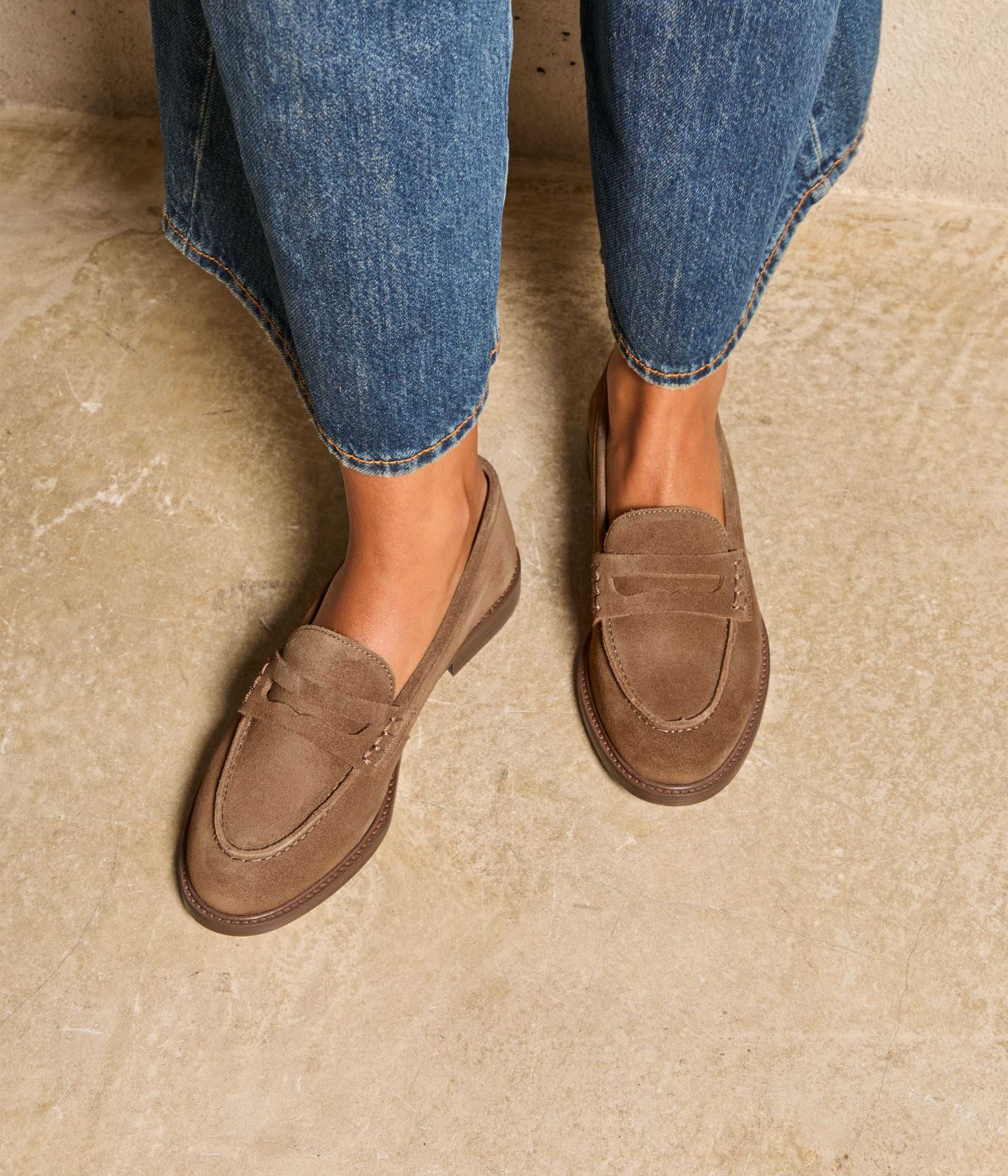 Mocassins velours taupe Angella