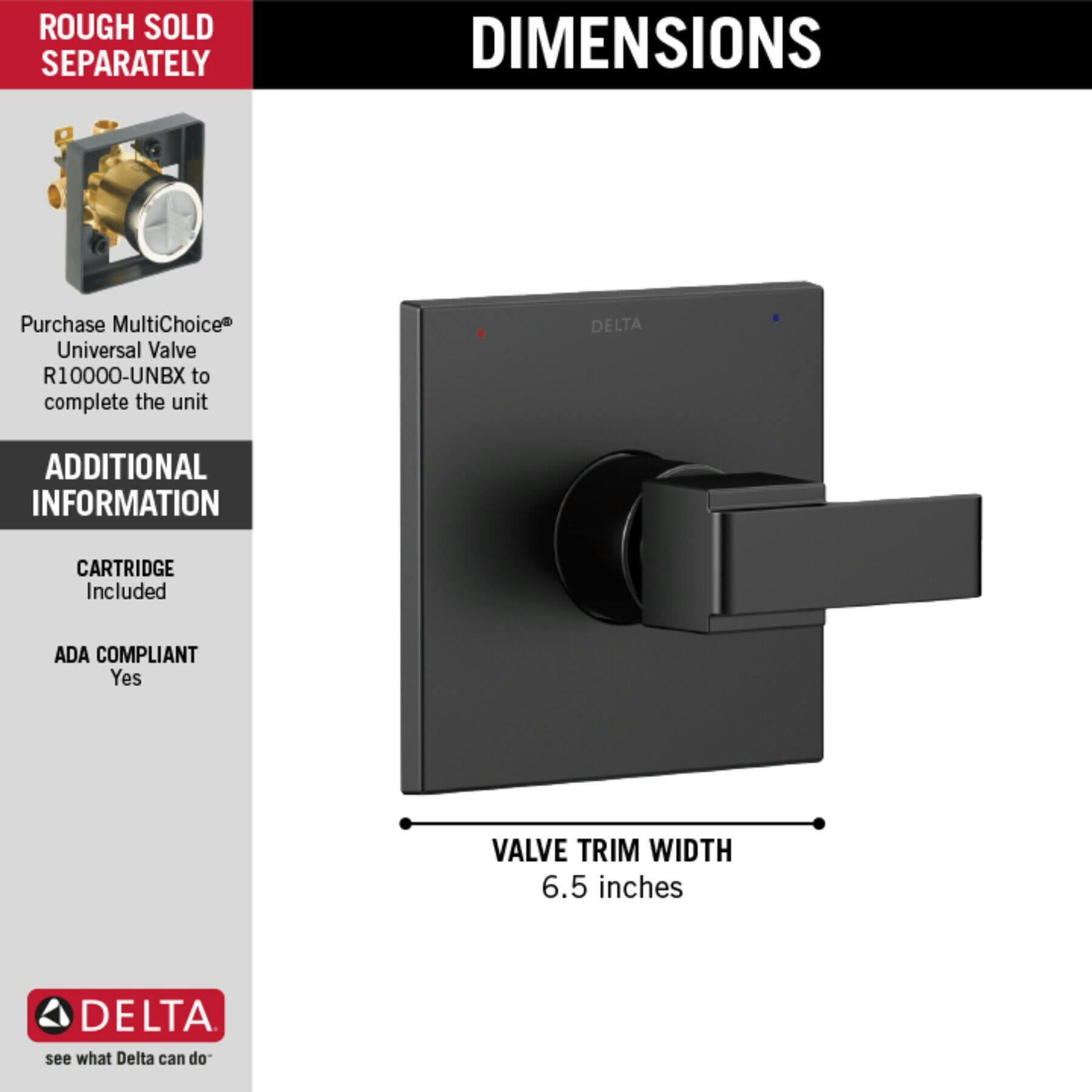 Delta Ara Monitor 14 Series Valve-Only Trim, Matte Black
