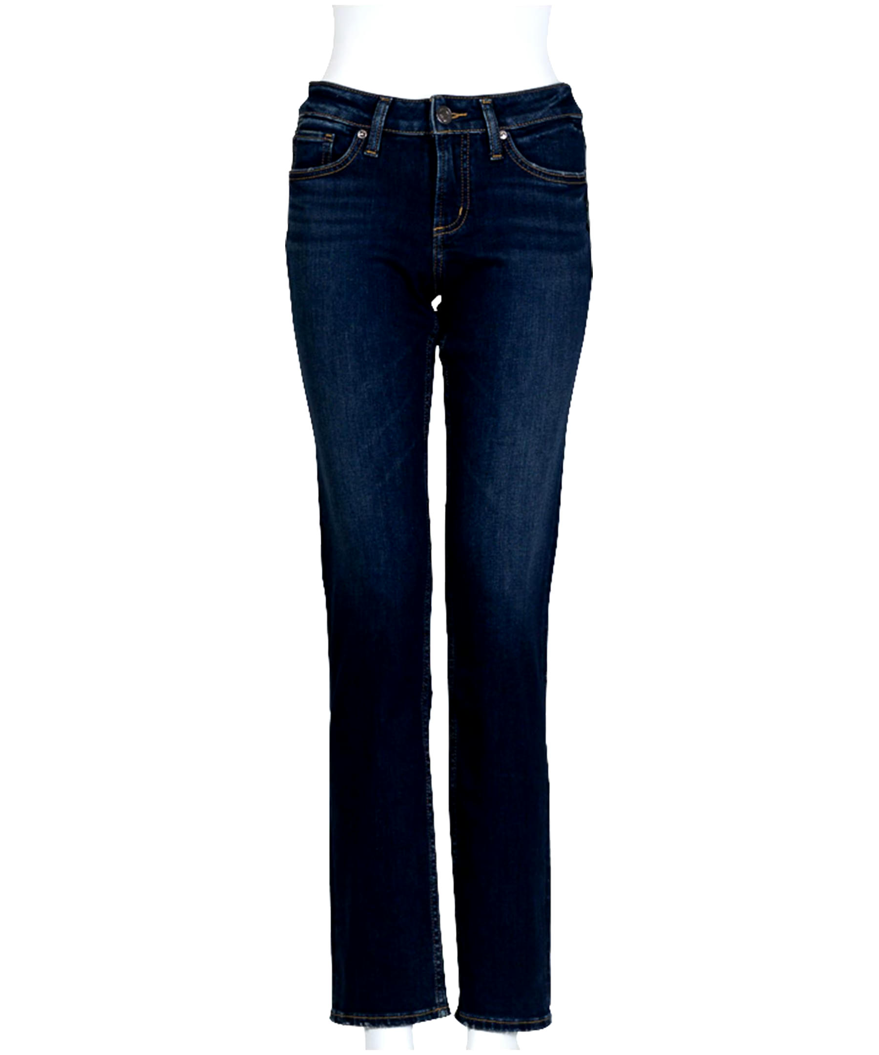 Silver Women's Avery Curvy Fit High Rise Straight Leg Jeans - Dark Indigo