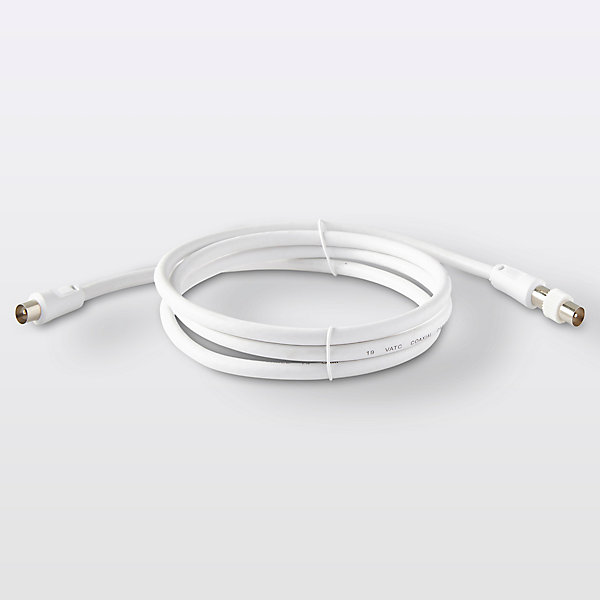 Câble coaxial Blyss blanc 19 VATC nickelé M/F   adaptateur M/M L.1,5 m