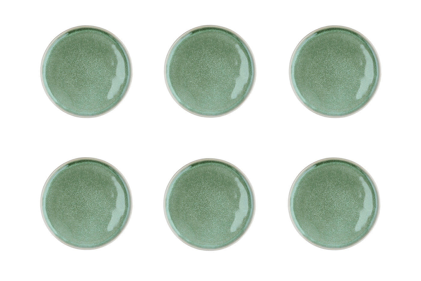MAGMA - Lot de 6 assiettes à dessert en grès vert D20