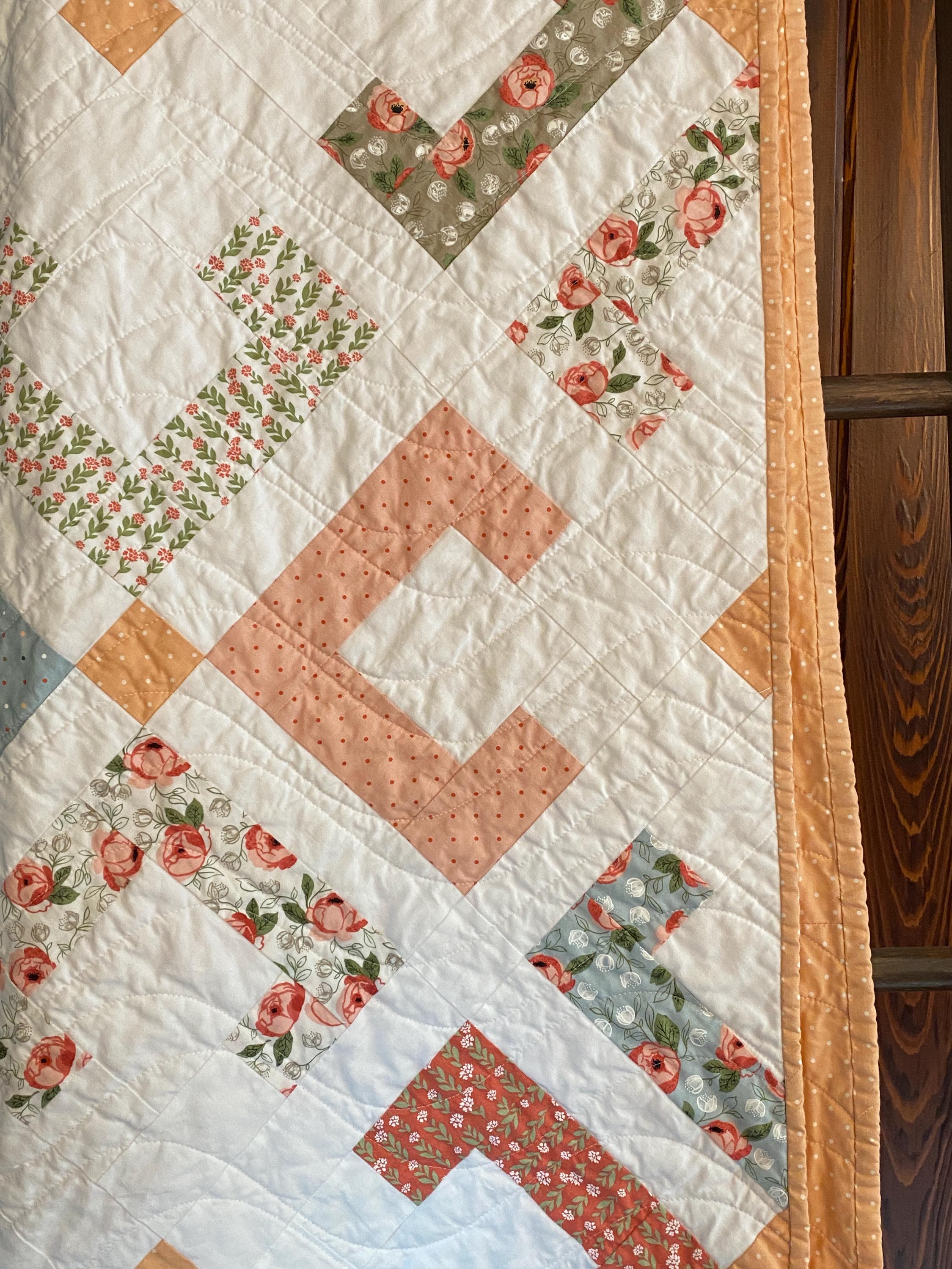 Ready to Ship - Handmade Patchwork Modern Floral Quilt