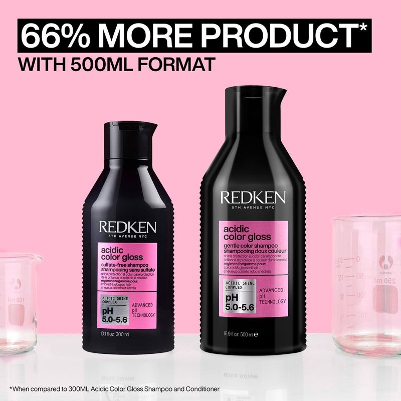 Redken Acidic Color Gloss Sulphate-Free Shampoo 500ml and Acidic Color Gloss Conditioner 500ml Duo