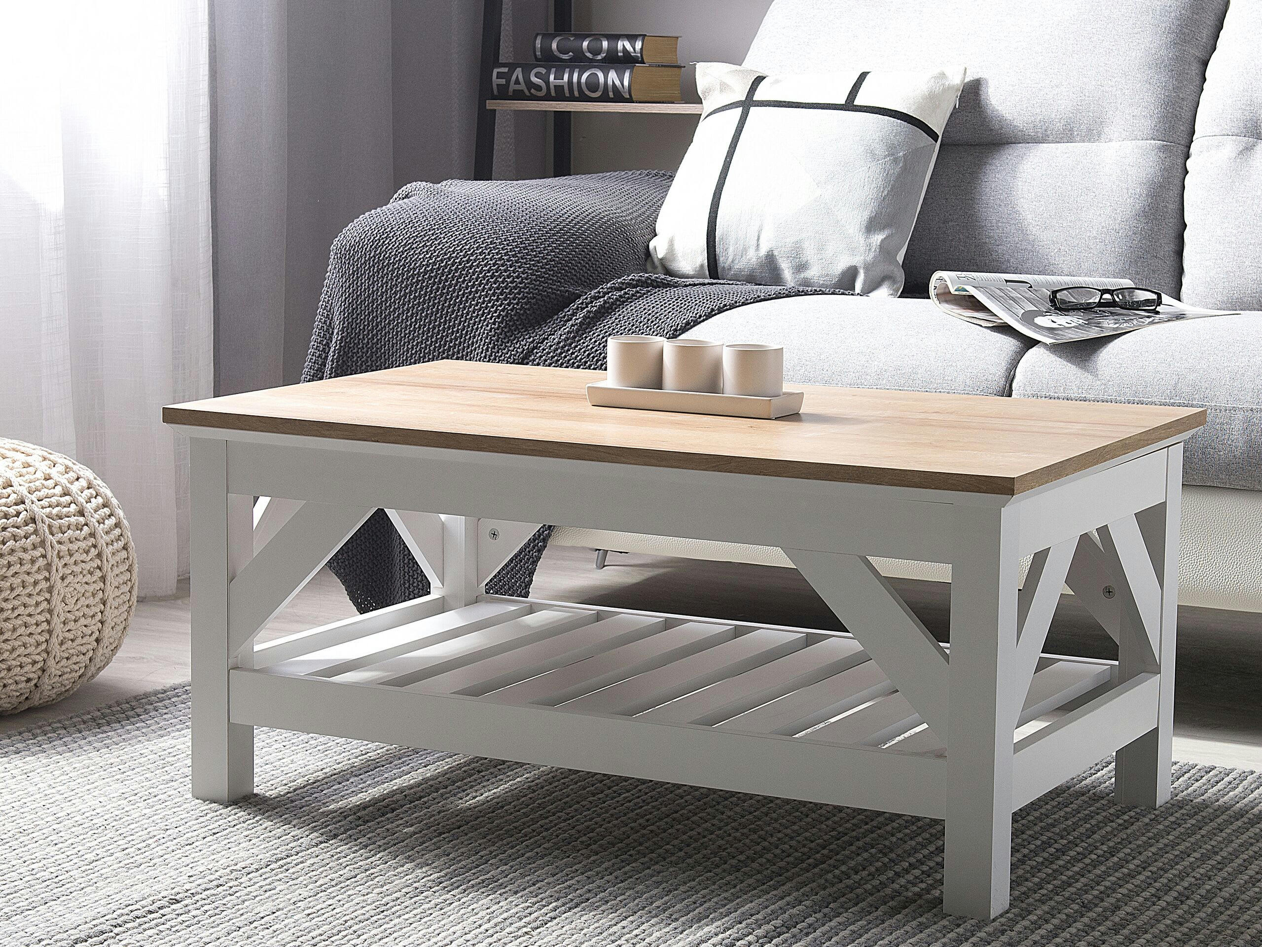 SAVANNAH - Table basse bois clair blanc 100 x 60 cm
