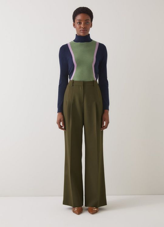 Petra Dark Green Pleated Trousers