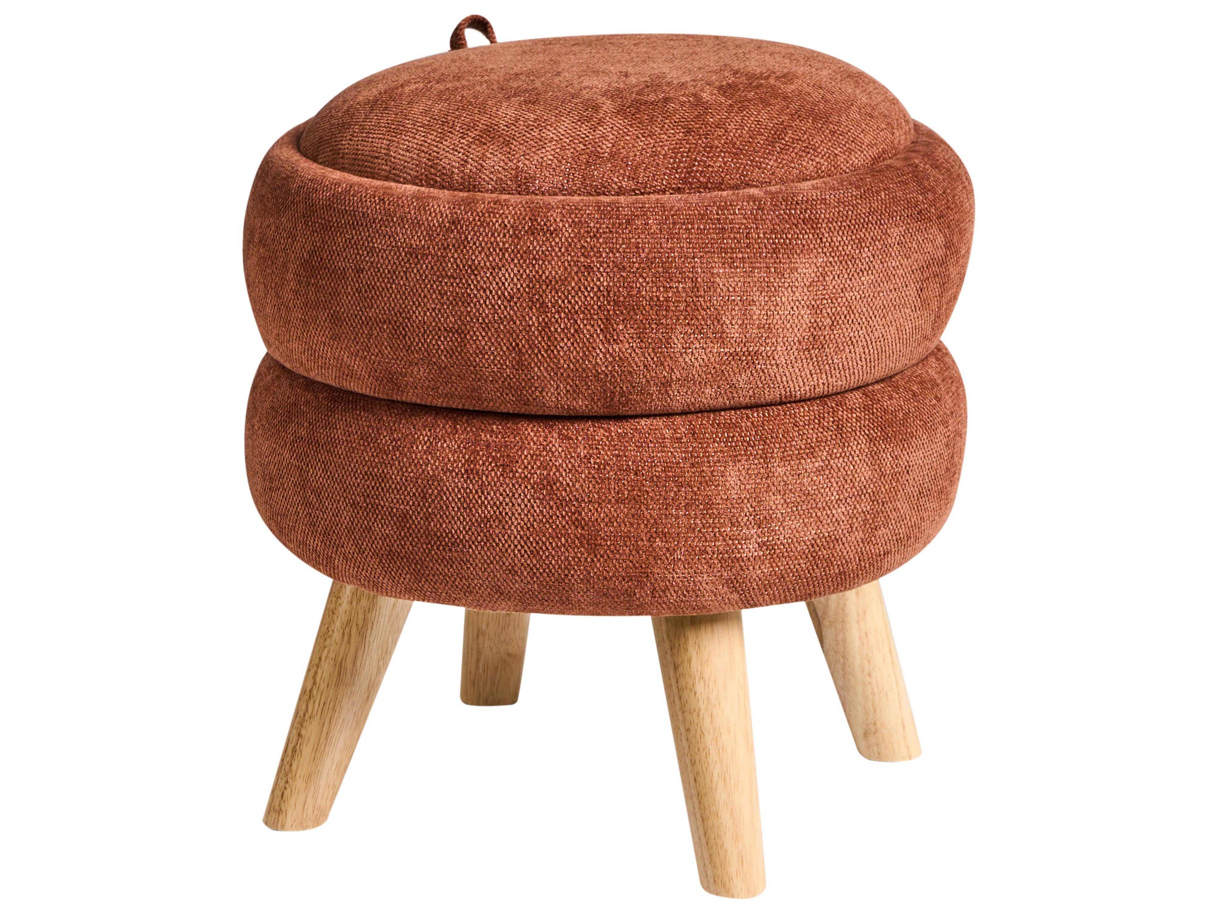 Storage Pouffe HAWLEY Chenille Golden Brown