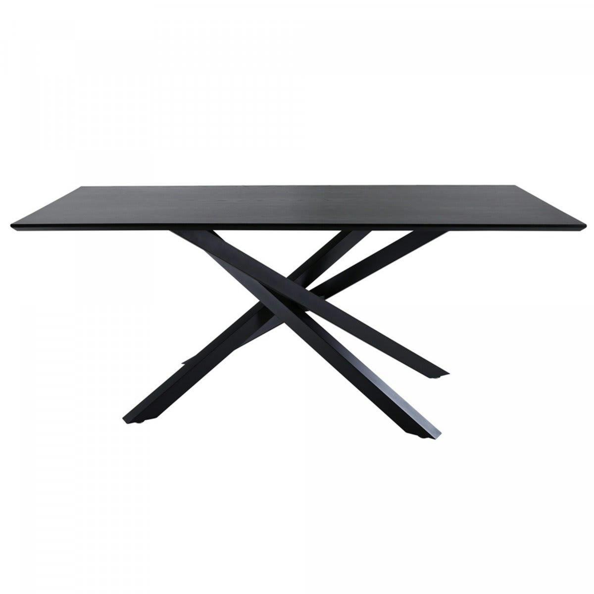 GLAVIE - Table à manger 180cm bois noir pieds étoile