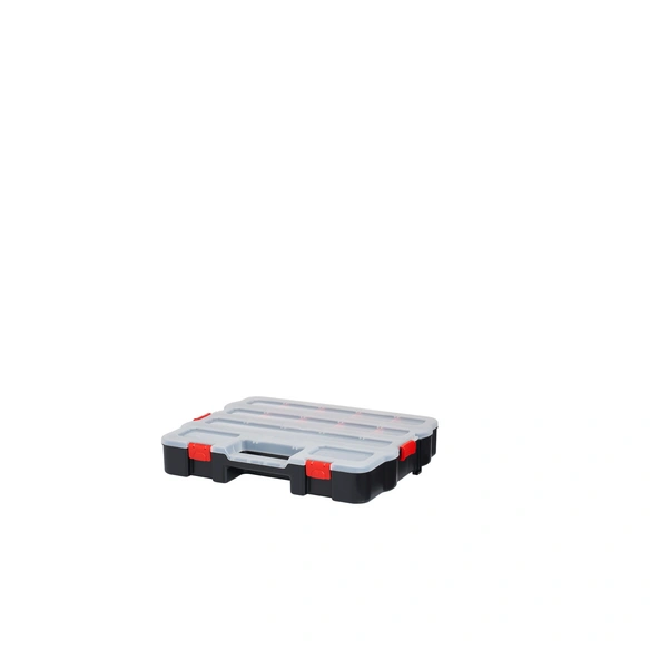 Sortimentskasten »Compact 386«, 18 Fächer, stapelbar, schwarz/rot