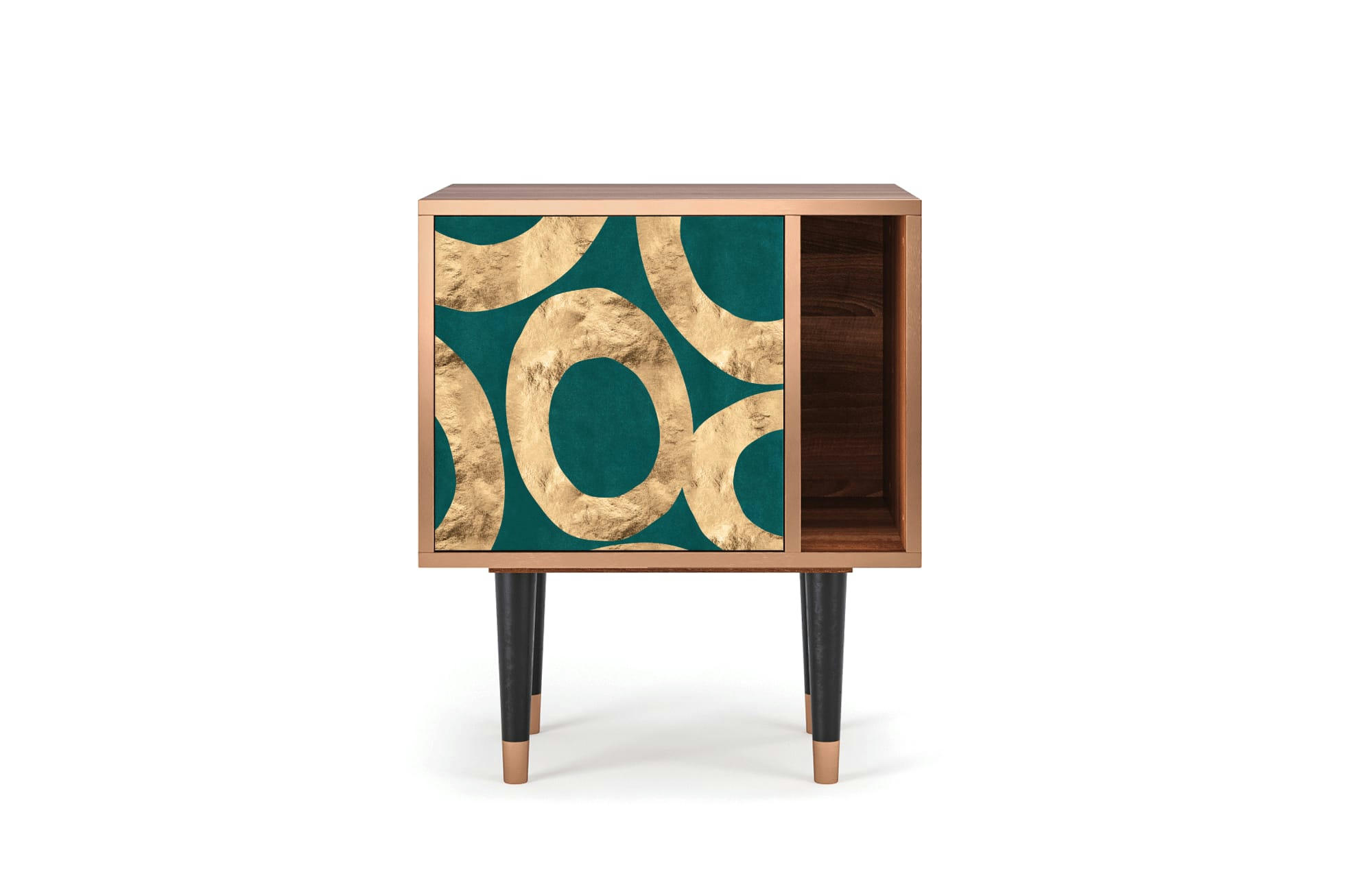 ZIRCON SPHERE - Table de chevet bleu-vert 1 porte L 58 cm