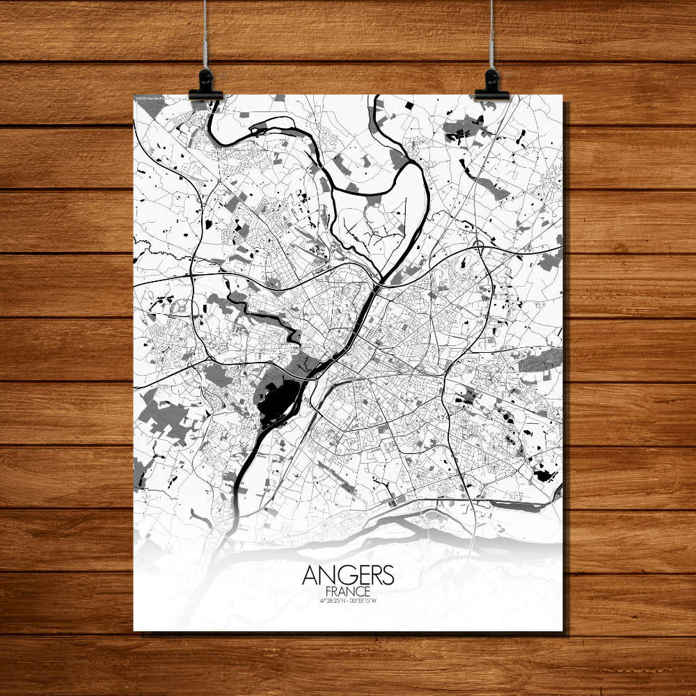 - Affiche Angers Carte N&B 40x50