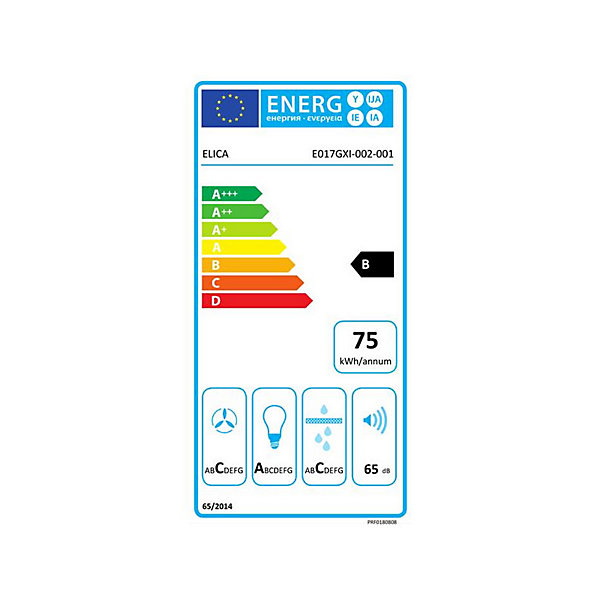 Groupe filtrant 52cm 65db 580m3/h gris Elica PRF0180808 fold gr/a/52