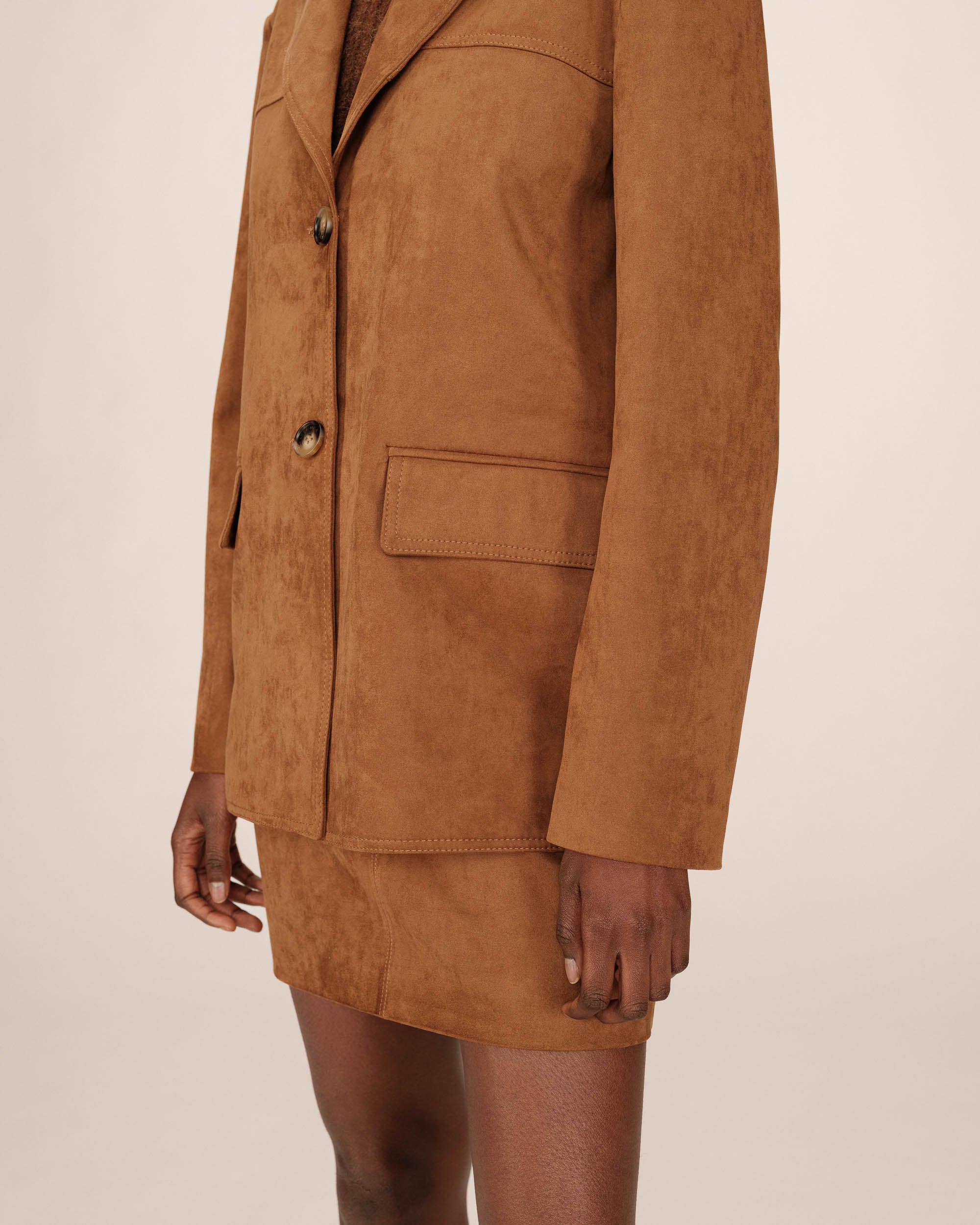 Blazer en suedine camel Shannon