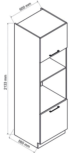 Meuble bas de cuisine pour four avec 2 portes blanc- longueur 60 x profondeur 56 x hauteur 213 cm
