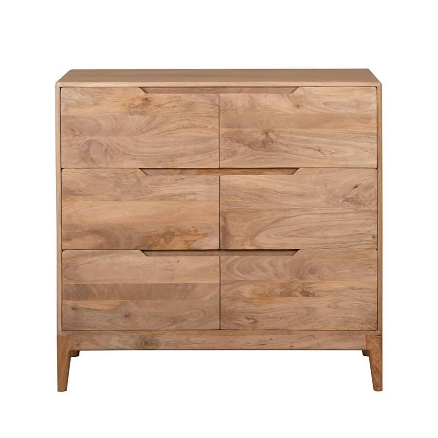 - Commode avec 6 tiroirs en bois de manguier et mdf