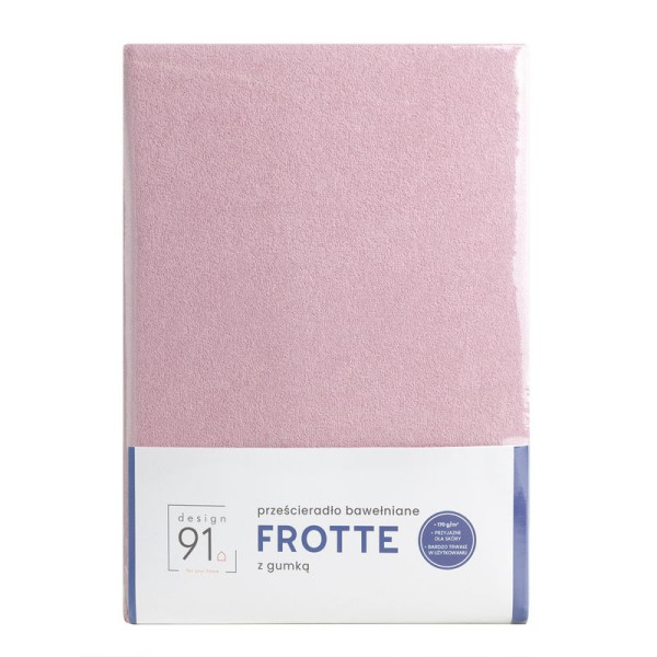 Prześcieradło frotte z gumką 160x200 różowe na materac 20 cm