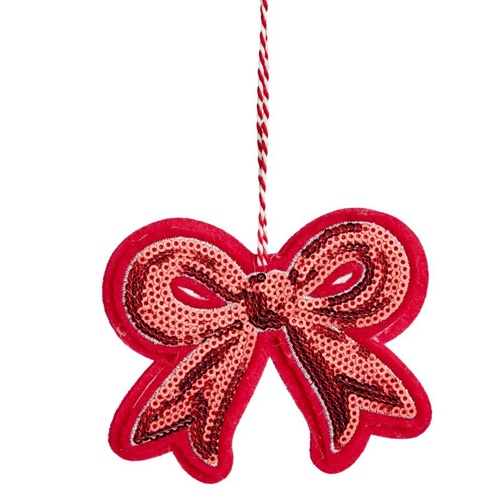 Noeud de No&euml;l à sequins à suspendre H9cm (3 modèles)