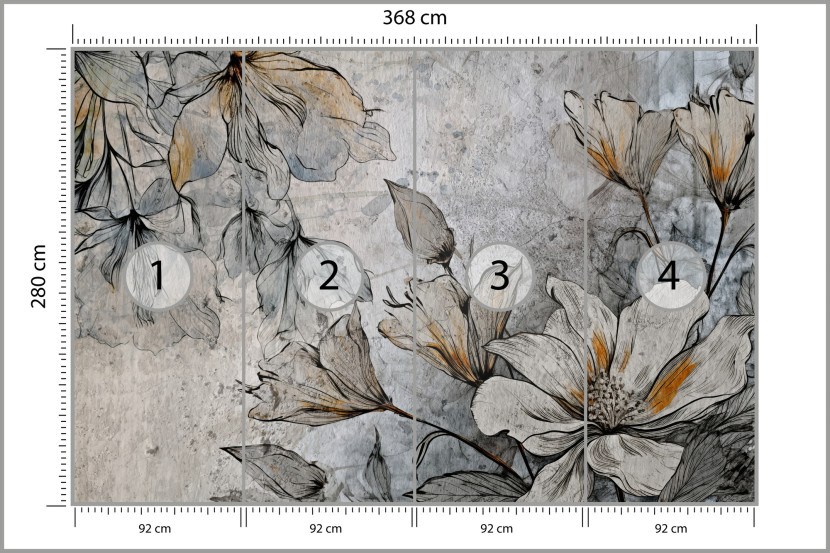 Fototapeta Kwiaty Na Tle Betonu 368x280cm