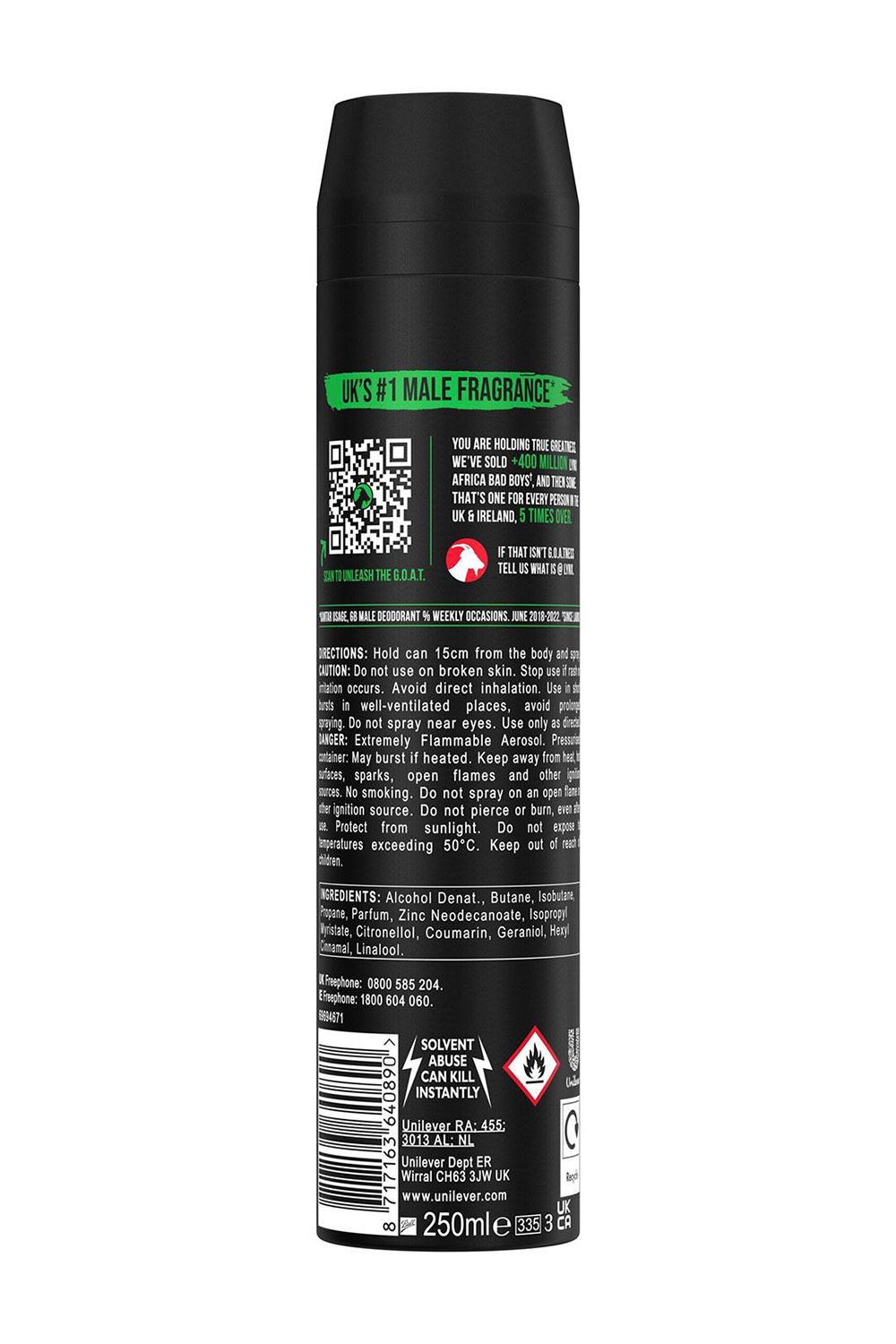 Lynx XXL Africa High Definition 'Body Spray' Deo, 6x250ml
