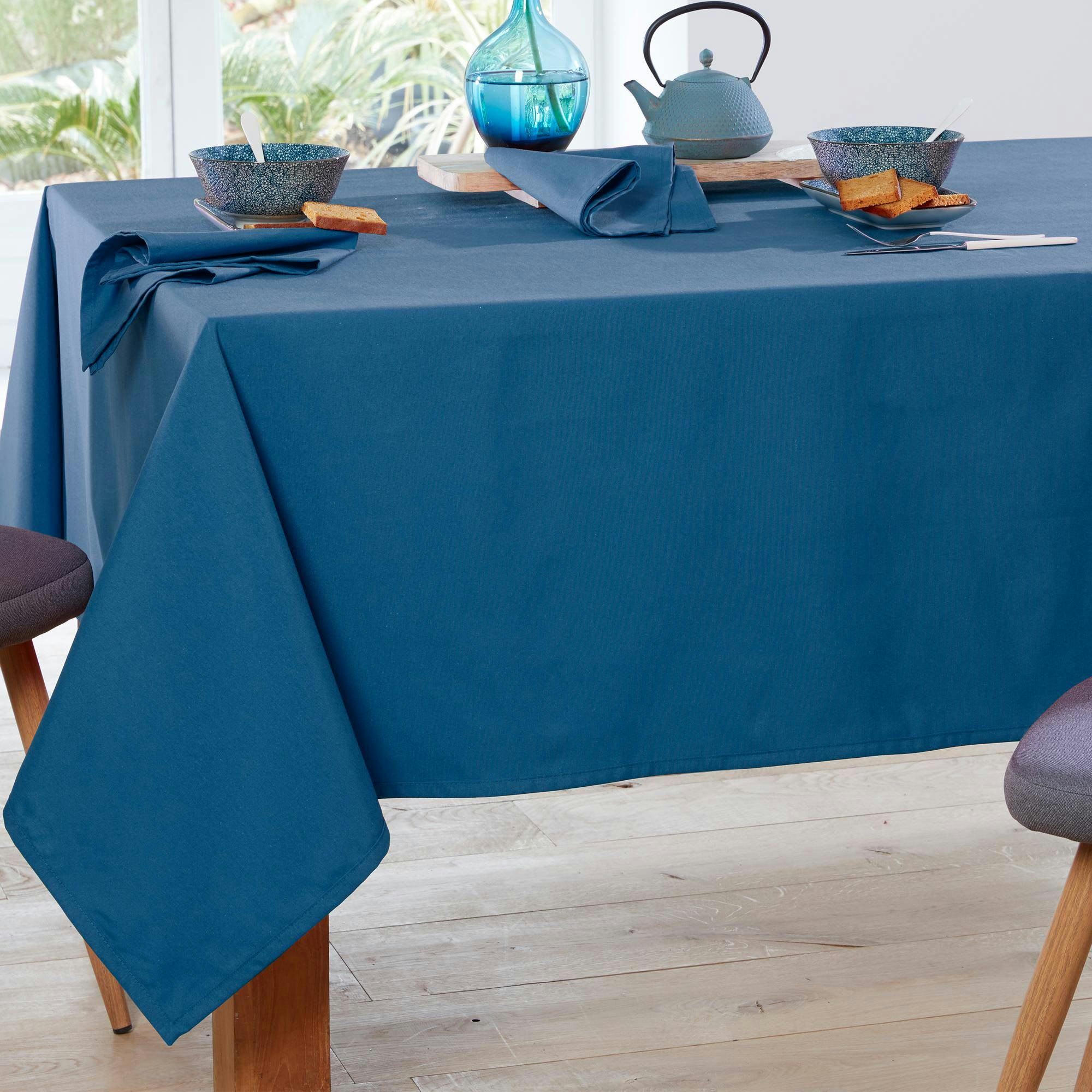 LONETA - Nappe 140x250 bleu en coton