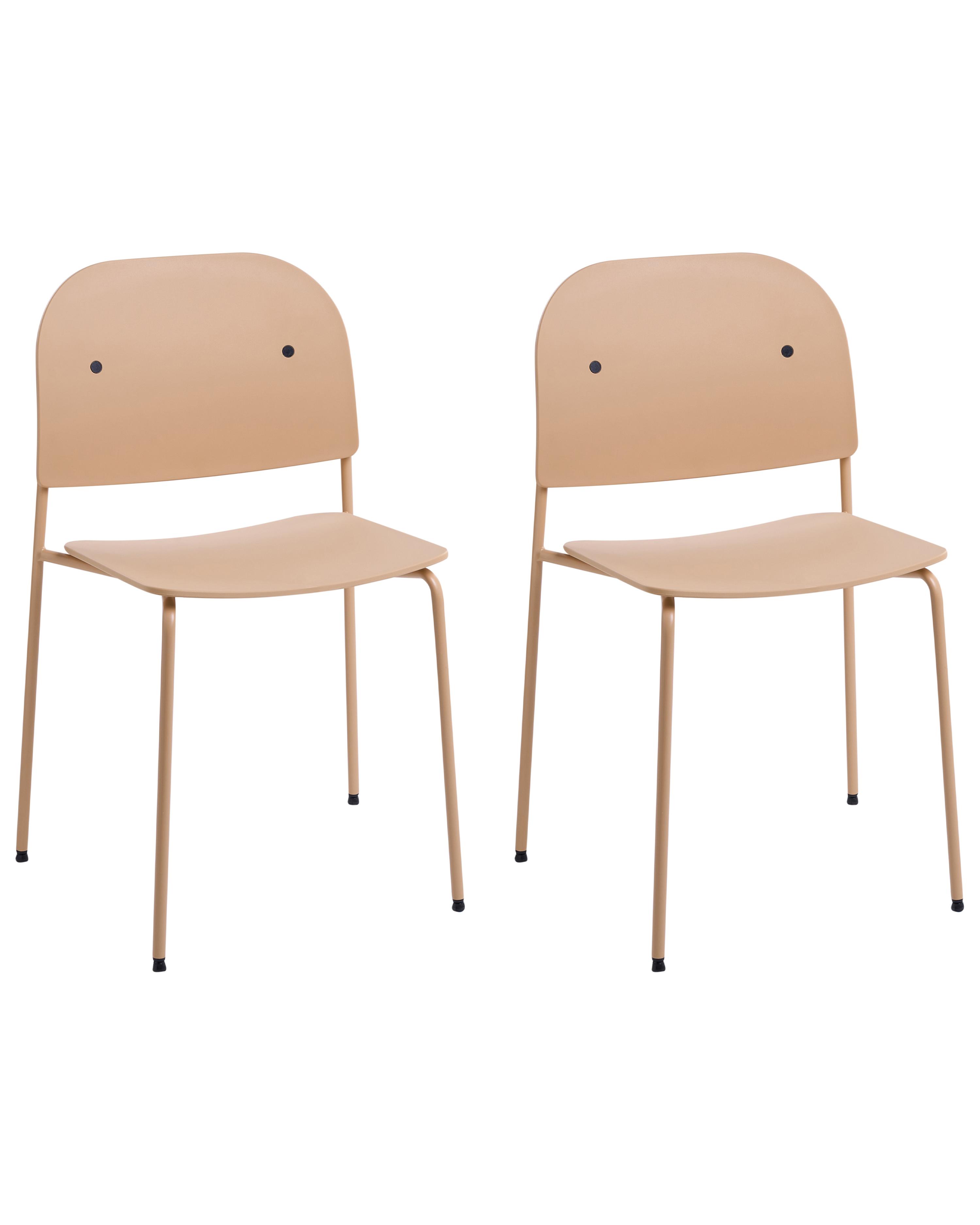 Set of 2 Dining Chairs WINDUST Metal Beige