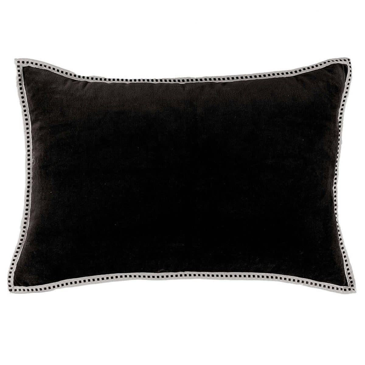 ERIN - Housse de coussin velours de coton  60x40 charbon