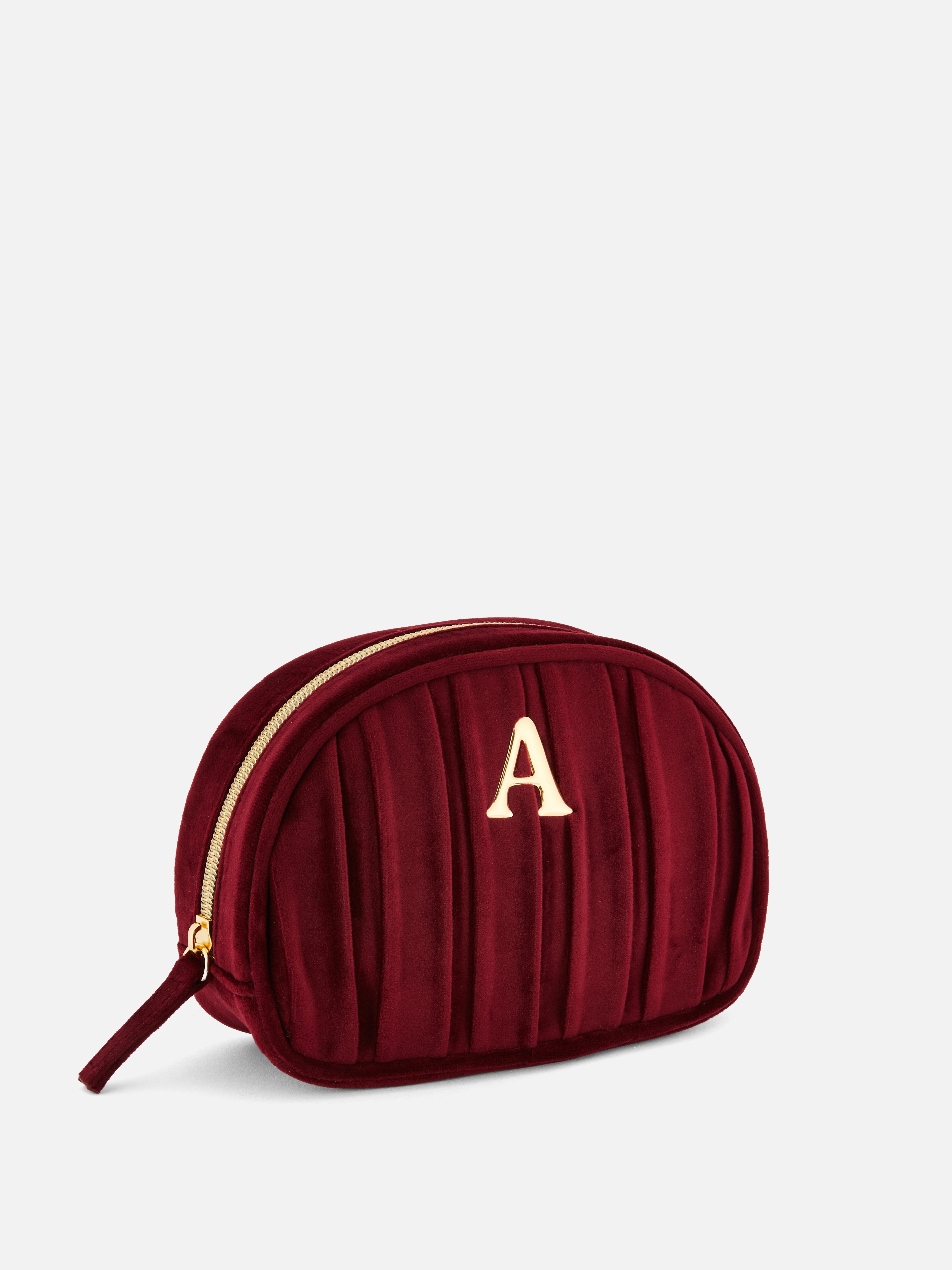Mini Velvet Initial Makeup Bag