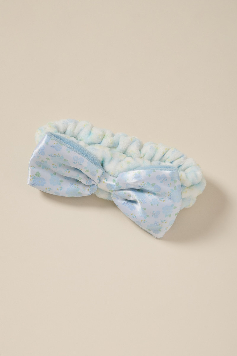 Blue Floral Bow Spa Headband