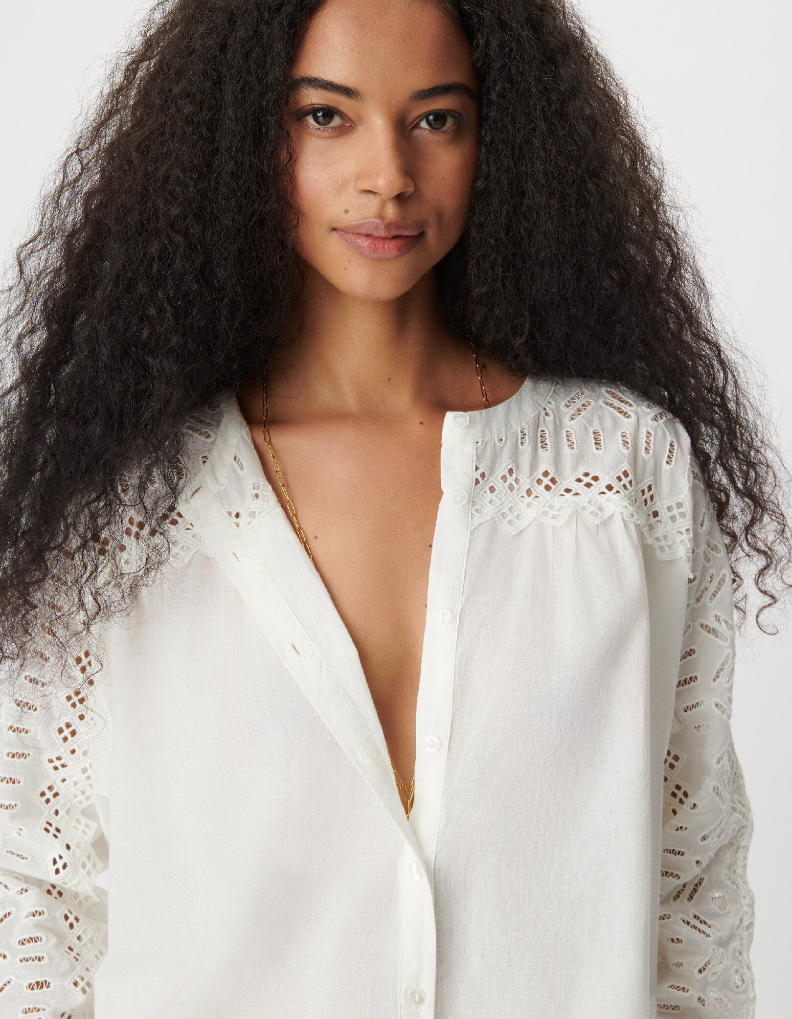 Blouse blanche dentelle fantaisie Femme
