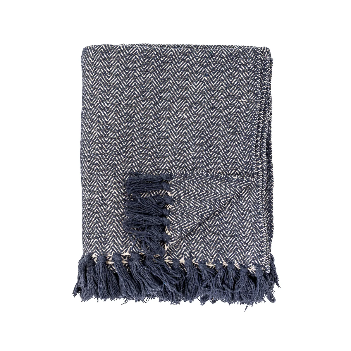 Bloomingville - Herringbone Decke, 130 x 160 cm, schwarz