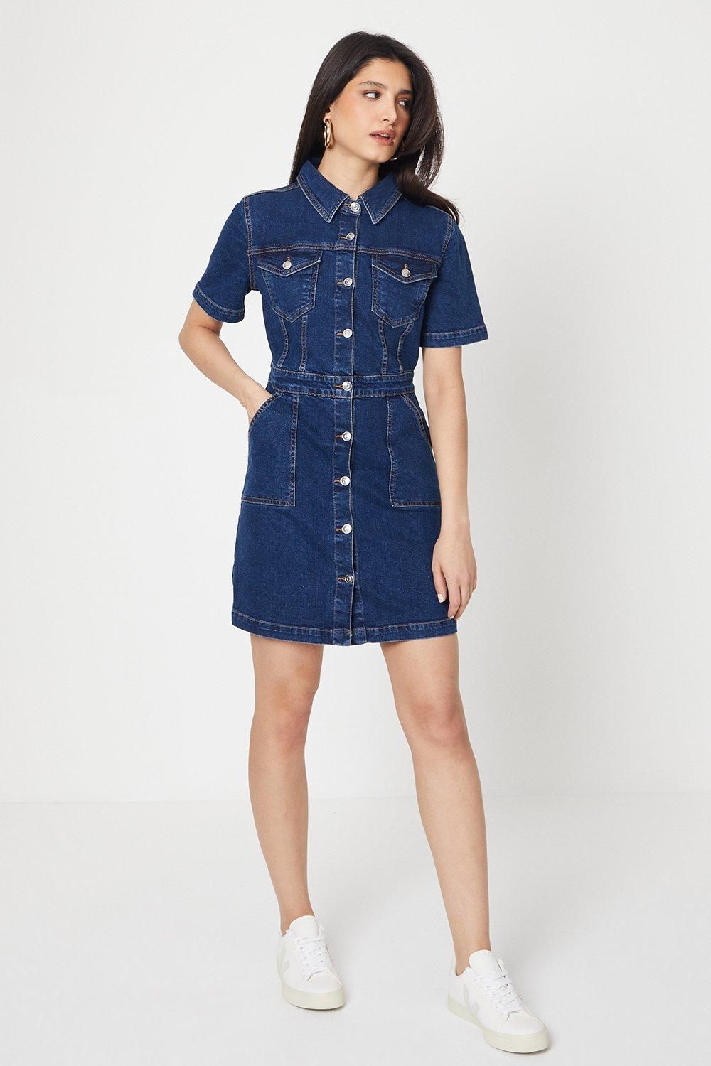 Dorothy Perkins Denim Short Sleeve Mini Dress