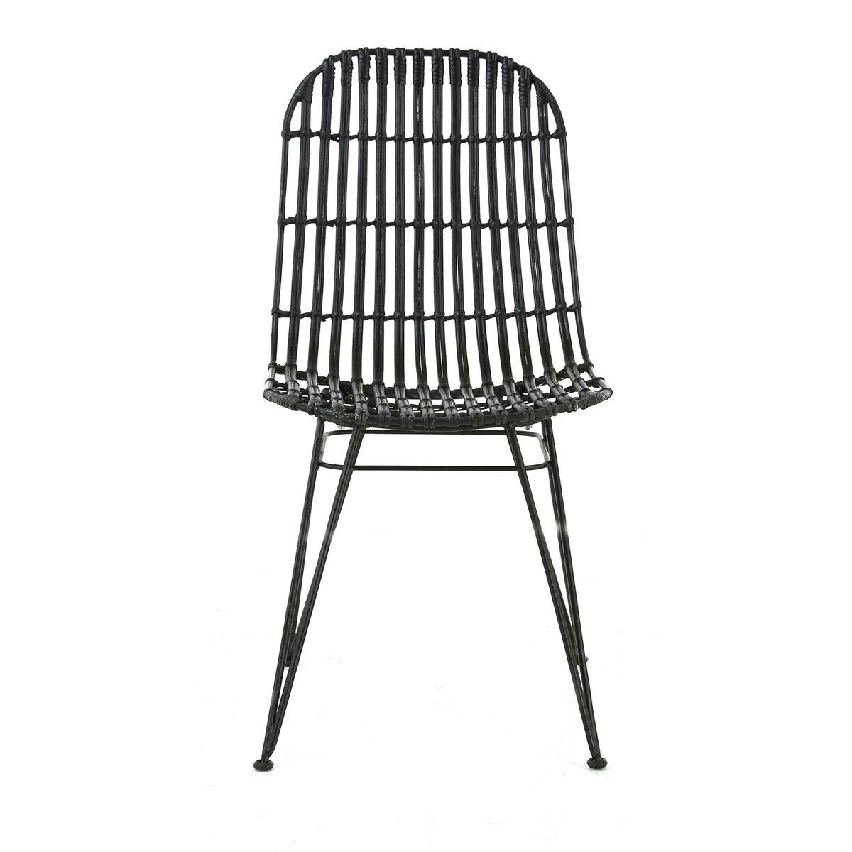 MELODY - Chaise en rotin noir et métal