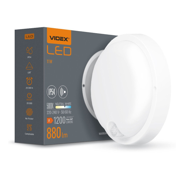 Kinkiet zewnętrzny KIRA z czujnikiem biały LED 1x11 W 1200lm IP54 Videx